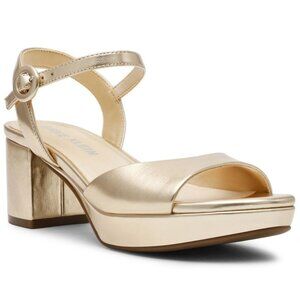 Anne Klein Gold Block Heel Sandals